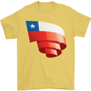 Curled Chile Flag Chilean Day Football Mens T-Shirt 100% Cotton Yellow