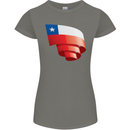 Curled Chile Flag Chilean Day Football Womens Petite Cut T-Shirt Charcoal