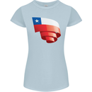 Curled Chile Flag Chilean Day Football Womens Petite Cut T-Shirt Light Blue