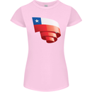 Curled Chile Flag Chilean Day Football Womens Petite Cut T-Shirt Light Pink