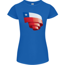 Curled Chile Flag Chilean Day Football Womens Petite Cut T-Shirt Royal Blue