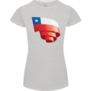 Curled Chile Flag Chilean Day Football Womens Petite Cut T-Shirt Sports Grey