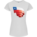 Curled Chile Flag Chilean Day Football Womens Petite Cut T-Shirt White