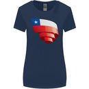Curled Chile Flag Chilean Day Football Womens Wider Cut T-Shirt Navy Blue