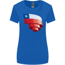 Curled Chile Flag Chilean Day Football Womens Wider Cut T-Shirt Royal Blue