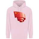 Curled China Flag Chinese Day Football Childrens Kids Hoodie Light Pink