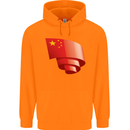 Curled China Flag Chinese Day Football Childrens Kids Hoodie Orange