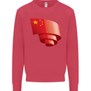Curled China Flag Chinese Day Football Kids Sweatshirt Jumper Heliconia