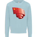 Curled China Flag Chinese Day Football Kids Sweatshirt Jumper Light Blue