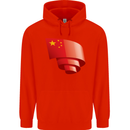 Curled China Flag Chinese Day Football Mens 80% Cotton Hoodie Bright Red