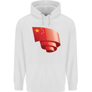 Curled China Flag Chinese Day Football Mens 80% Cotton Hoodie White