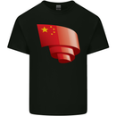 Curled China Flag Chinese Day Football Mens Cotton T-Shirt Tee Top Black