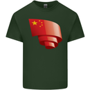 Curled China Flag Chinese Day Football Mens Cotton T-Shirt Tee Top Forest Green