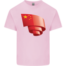 Curled China Flag Chinese Day Football Mens Cotton T-Shirt Tee Top Light Pink