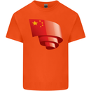Curled China Flag Chinese Day Football Mens Cotton T-Shirt Tee Top Orange