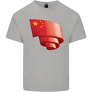 Curled China Flag Chinese Day Football Mens Cotton T-Shirt Tee Top Sports Grey