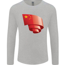 Curled China Flag Chinese Day Football Mens Long Sleeve T-Shirt Sports Grey