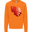 Curled China Flag Chinese Day Football Mens Sweatshirt Jumper Orange