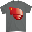 Curled China Flag Chinese Day Football Mens T-Shirt 100% Cotton Charcoal