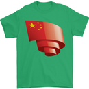 Curled China Flag Chinese Day Football Mens T-Shirt 100% Cotton Irish Green