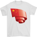 Curled China Flag Chinese Day Football Mens T-Shirt 100% Cotton White