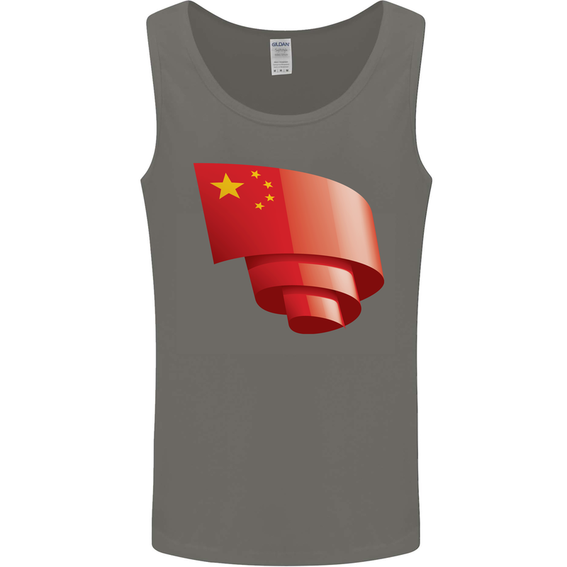 Curled China Flag Chinese Day Football Mens Vest Tank Top Charcoal
