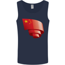 Curled China Flag Chinese Day Football Mens Vest Tank Top Navy Blue