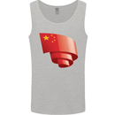 Curled China Flag Chinese Day Football Mens Vest Tank Top Sports Grey
