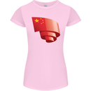 Curled China Flag Chinese Day Football Womens Petite Cut T-Shirt Light Pink