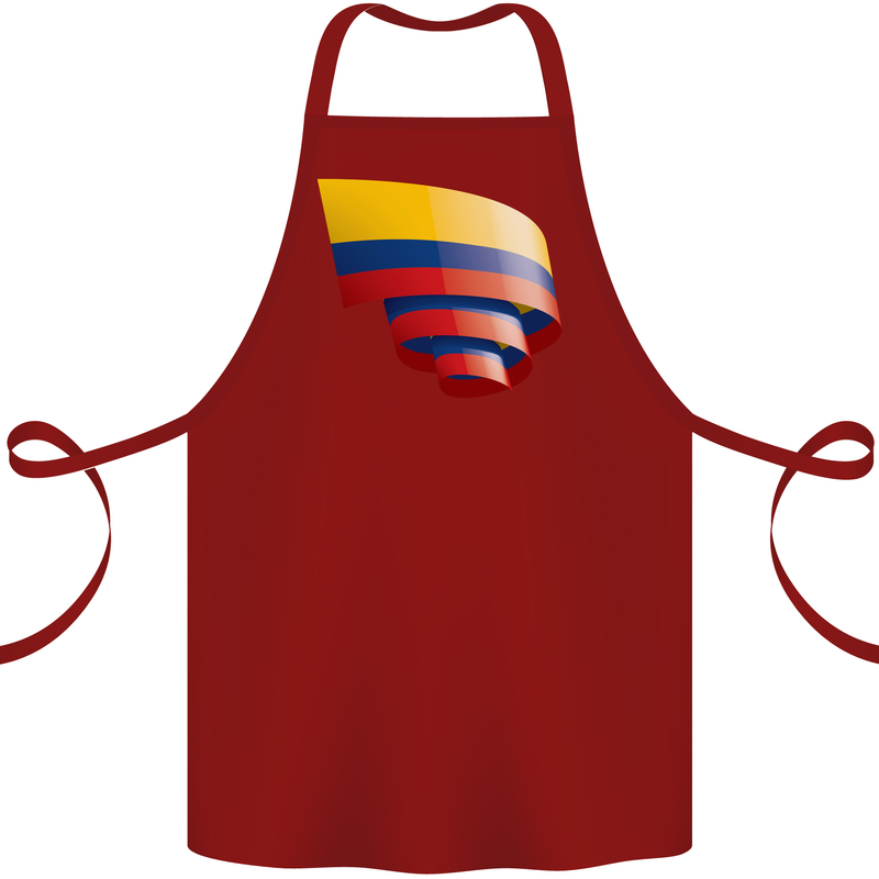 Curled Columbia Flag Columbian Day Football Cotton Apron 100% Organic Maroon