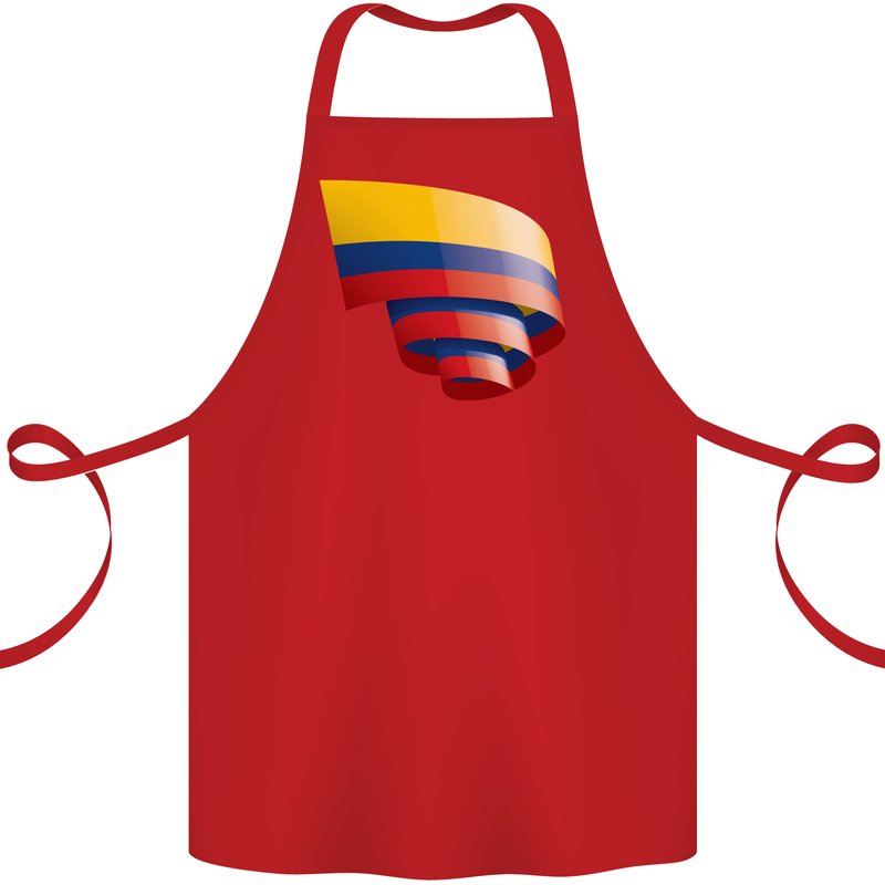 Curled Columbia Flag Columbian Day Football Cotton Apron 100% Organic Red