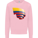 Curled Columbia Flag Columbian Day Football Kids Sweatshirt Jumper Light Pink
