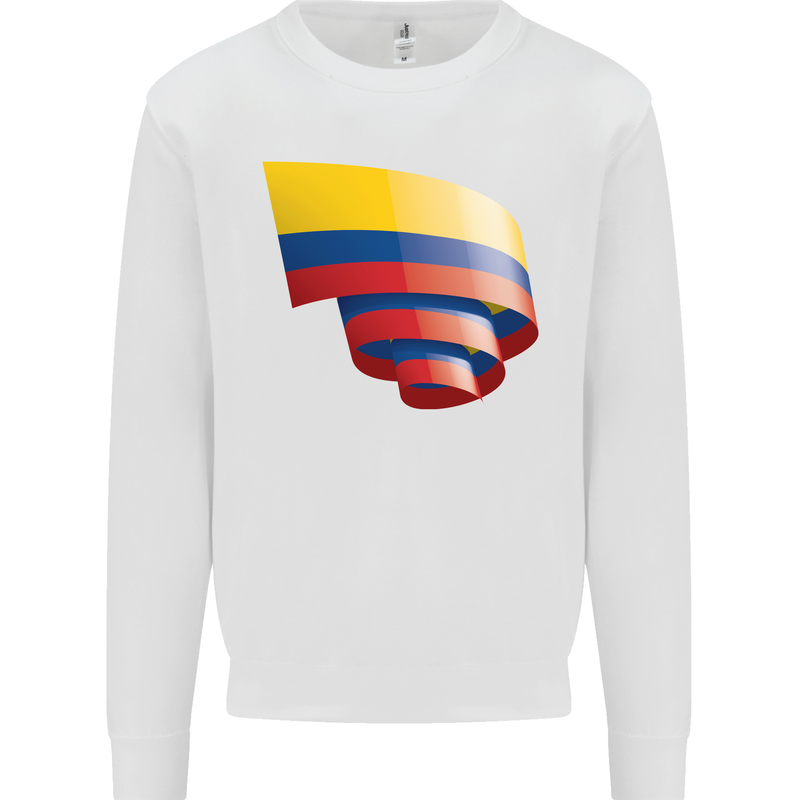 Curled Columbia Flag Columbian Day Football Kids Sweatshirt Jumper White