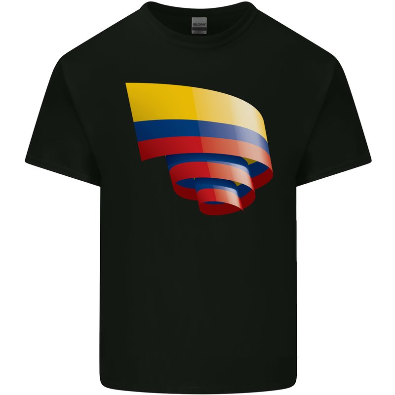 Curled Columbia Flag Columbian Day Football Kids T-Shirt Childrens Black