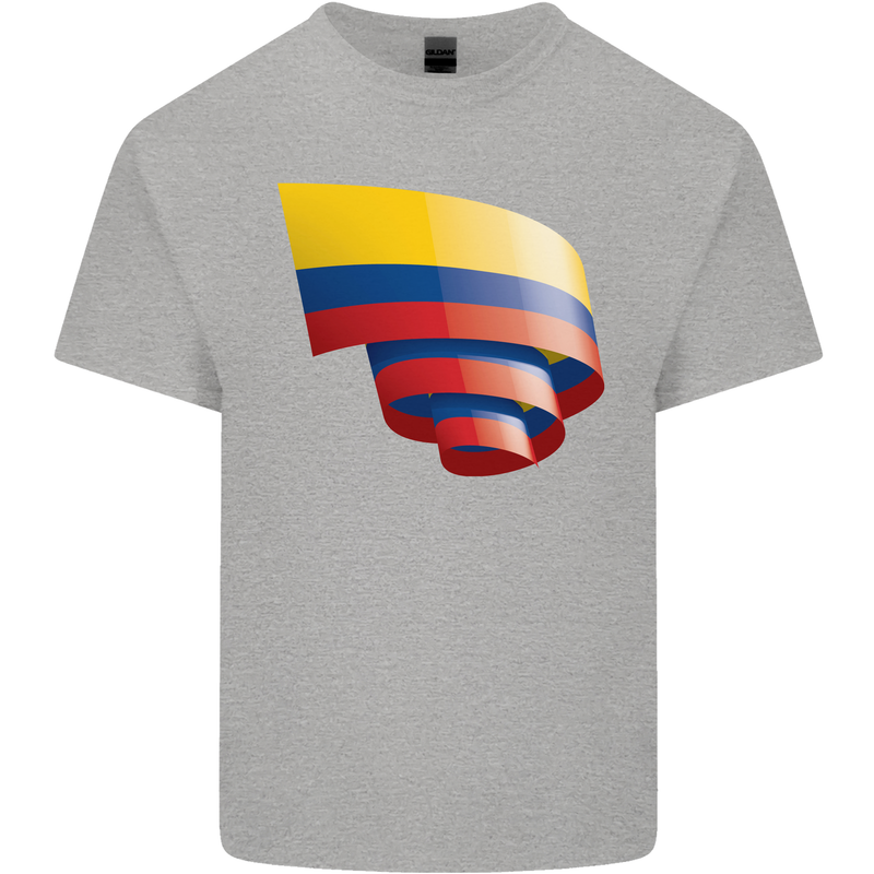 Curled Columbia Flag Columbian Day Football Kids T-Shirt Childrens Sports Grey