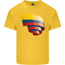 Curled Columbia Flag Columbian Day Football Kids T-Shirt Childrens Yellow