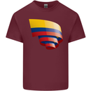 Curled Columbia Flag Columbian Day Football Mens Cotton T-Shirt Tee Top Maroon