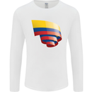 Curled Columbia Flag Columbian Day Football Mens Long Sleeve T-Shirt White