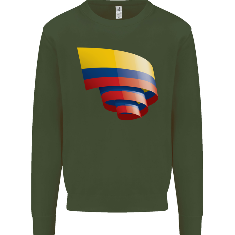 Curled Columbia Flag Columbian Day Football Mens Sweatshirt Jumper Forest Green
