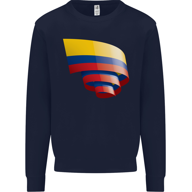 Curled Columbia Flag Columbian Day Football Mens Sweatshirt Jumper Navy Blue