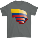 Curled Columbia Flag Columbian Day Football Mens T-Shirt 100% Cotton Charcoal
