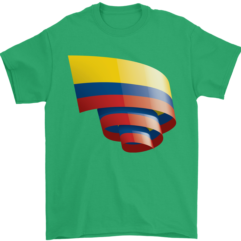 Curled Columbia Flag Columbian Day Football Mens T-Shirt 100% Cotton Irish Green