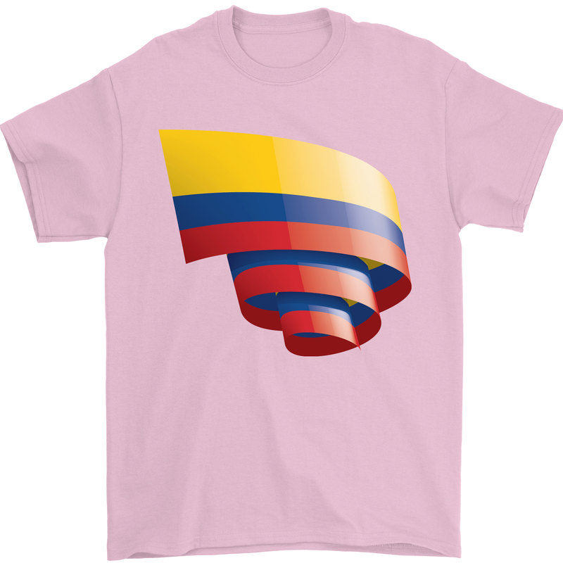 Curled Columbia Flag Columbian Day Football Mens T-Shirt 100% Cotton Light Pink