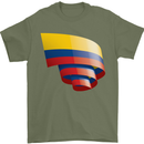 Curled Columbia Flag Columbian Day Football Mens T-Shirt 100% Cotton Military Green