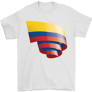 Curled Columbia Flag Columbian Day Football Mens T-Shirt 100% Cotton White