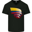 Curled Columbia Flag Columbian Day Football Mens V-Neck Cotton T-Shirt Black