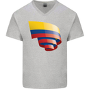 Curled Columbia Flag Columbian Day Football Mens V-Neck Cotton T-Shirt Sports Grey