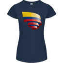 Curled Columbia Flag Columbian Day Football Womens Petite Cut T-Shirt Navy Blue