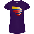 Curled Columbia Flag Columbian Day Football Womens Petite Cut T-Shirt Purple