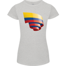 Curled Columbia Flag Columbian Day Football Womens Petite Cut T-Shirt Sports Grey